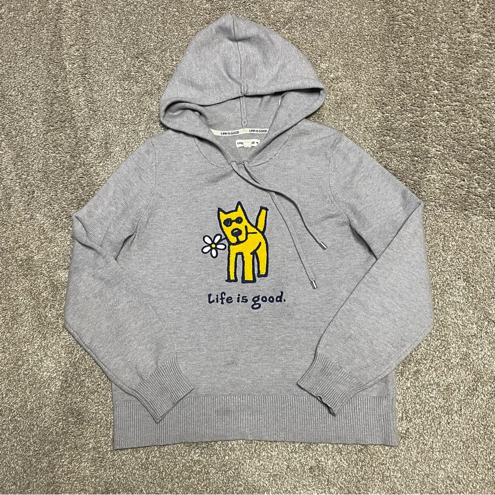 Women’s Life is Good Rocket Dog Hooded Sweater Size M